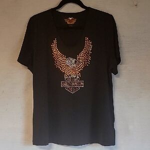Harley-Davidson Vintage Black T-Shirt with Eagle Design